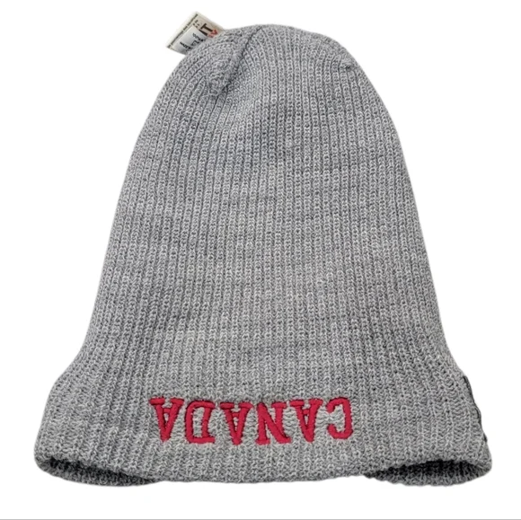 Roots Canada Raised Cuff Knit Beanie Toque Grey Winter Hat “Right to Play” - Picture 7 of 16